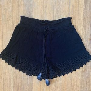 Black Flowey Lace Shorts
